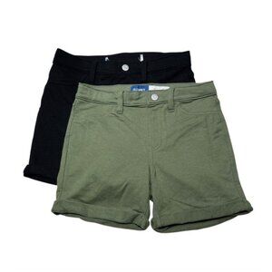 Old Navy Black and Green Casual Shorts with Flat Front Design